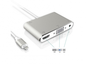Cablu adaptor Iphone 8pin la HDMI+VGA+audio
