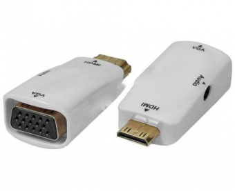Adaptor mini HDMI tata -> VGA, mama + iesire audio